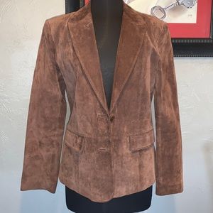 Brown Leather Suede Blazer